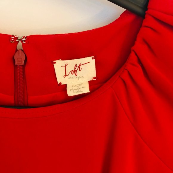 LOFT Red Dress Knee Length Semi-Formal - Picture 4 of 4